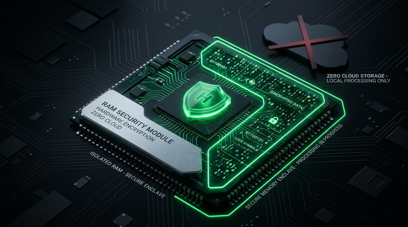 Hardware-level RAM Privacy & Zero Cloud Storage Architecture